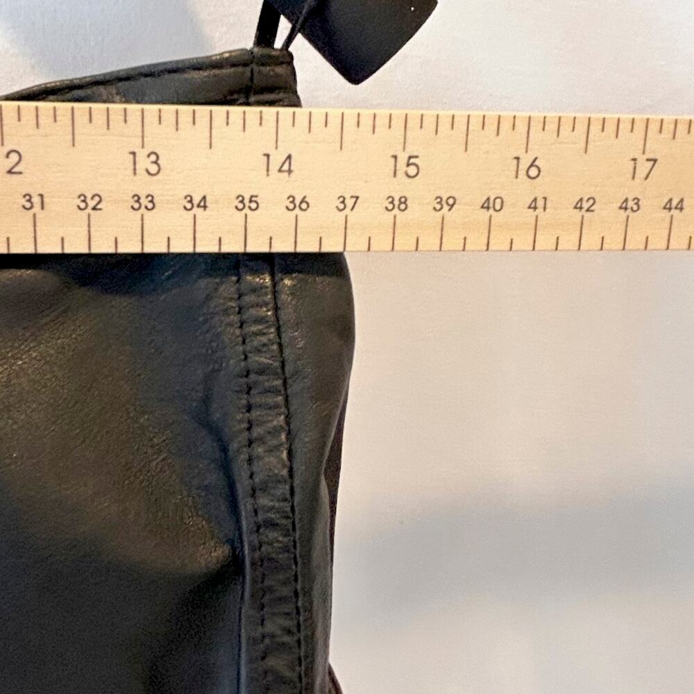 80s Vintage Genuine Black Leather Sexy Vixen knee Length Skirt Size 8 - Picture 9 of 9